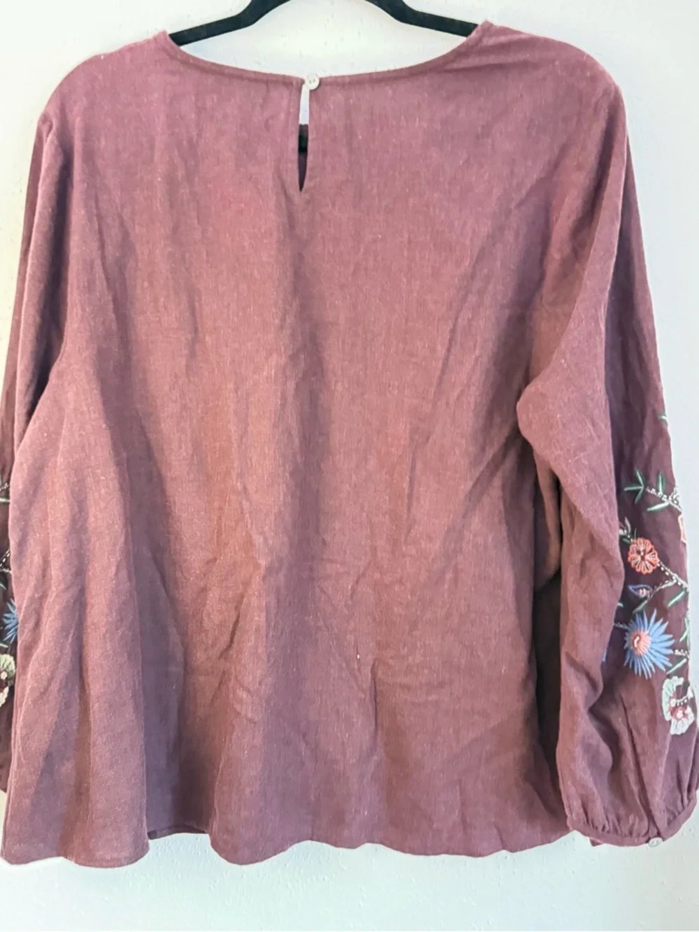 J. Jill Embroidered Long-Sleeve Top - Burgundy - Picture 5 of 5